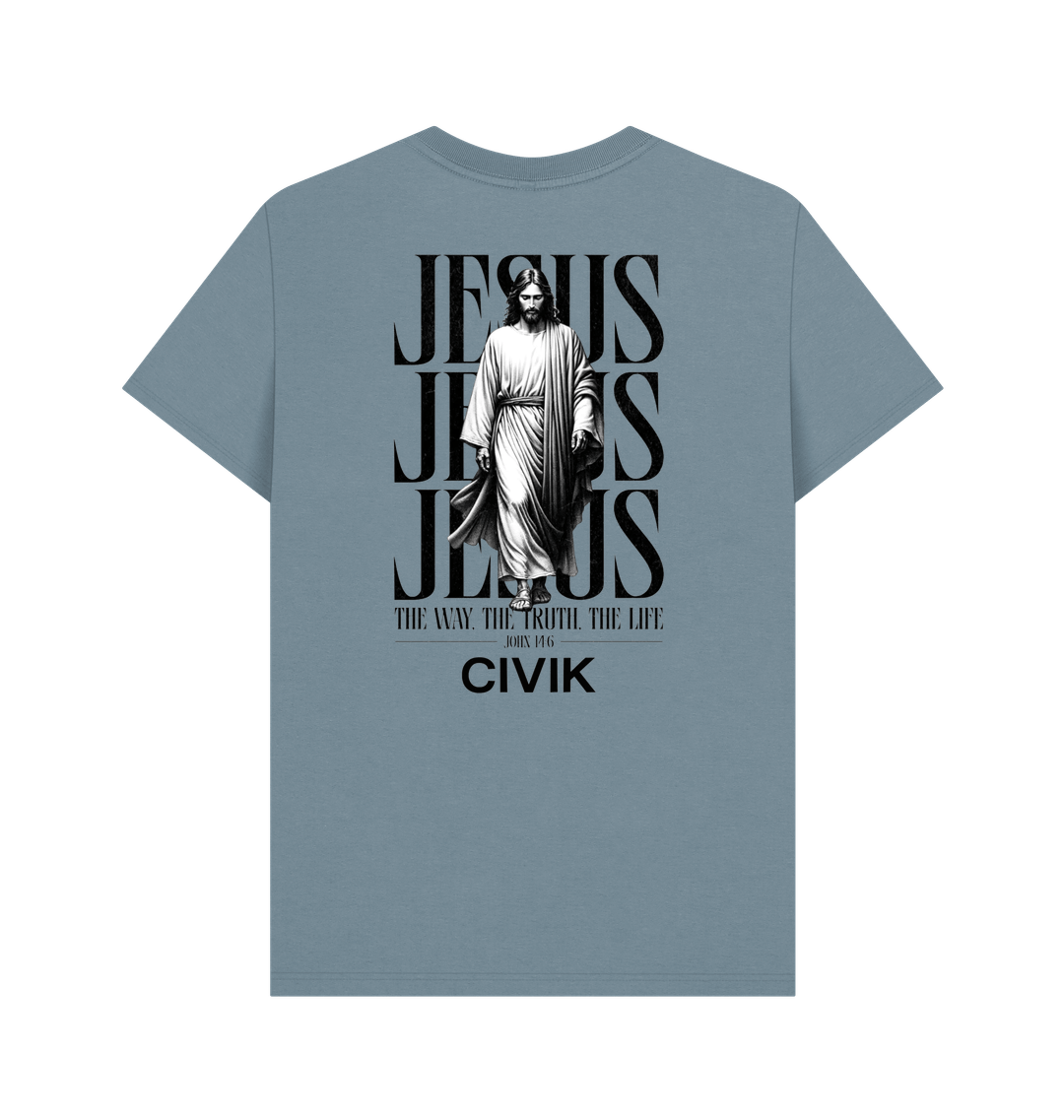 Stone Blue Printed T-shirt Back