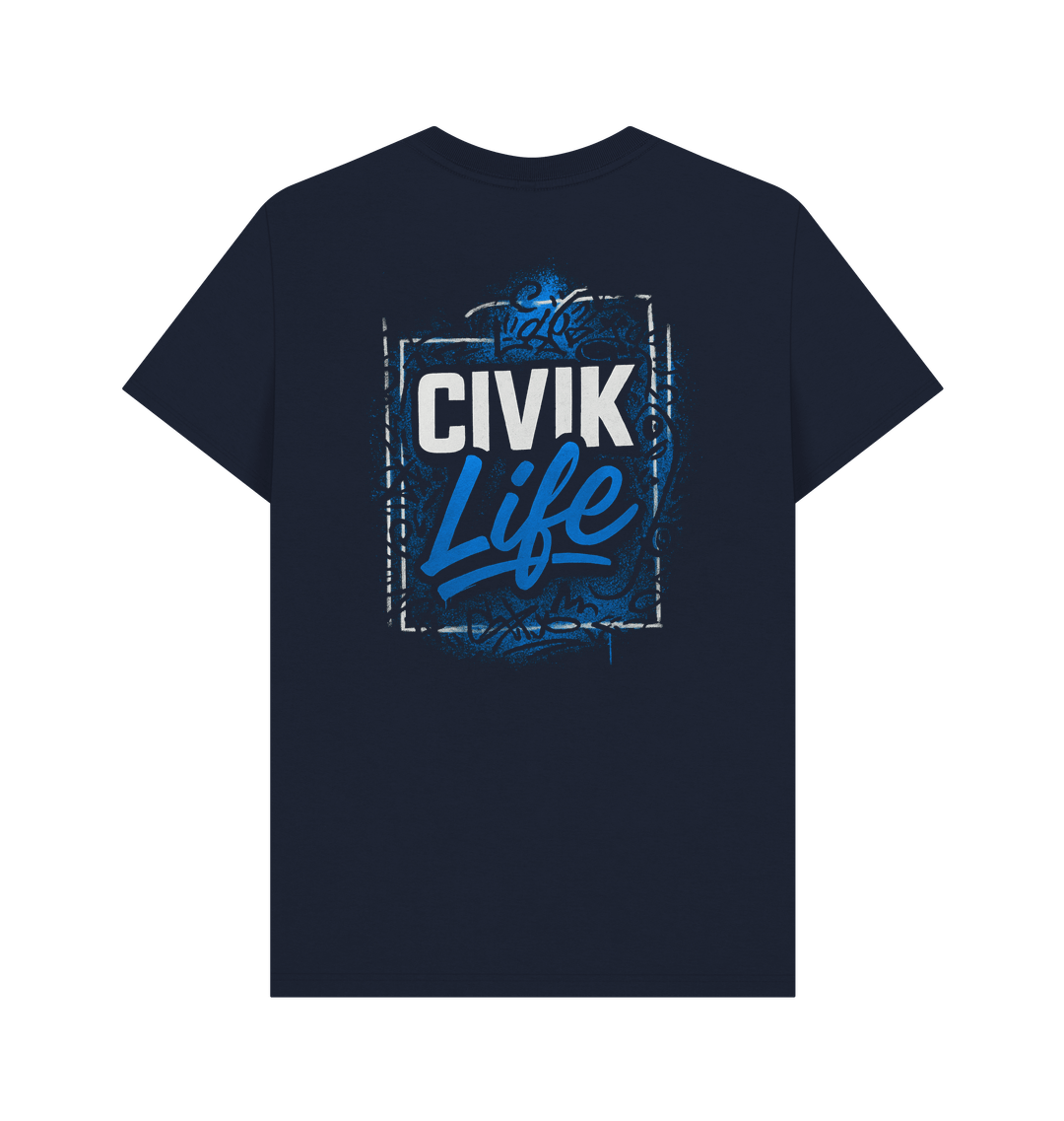 Navy Blue Printed T-shirt Back