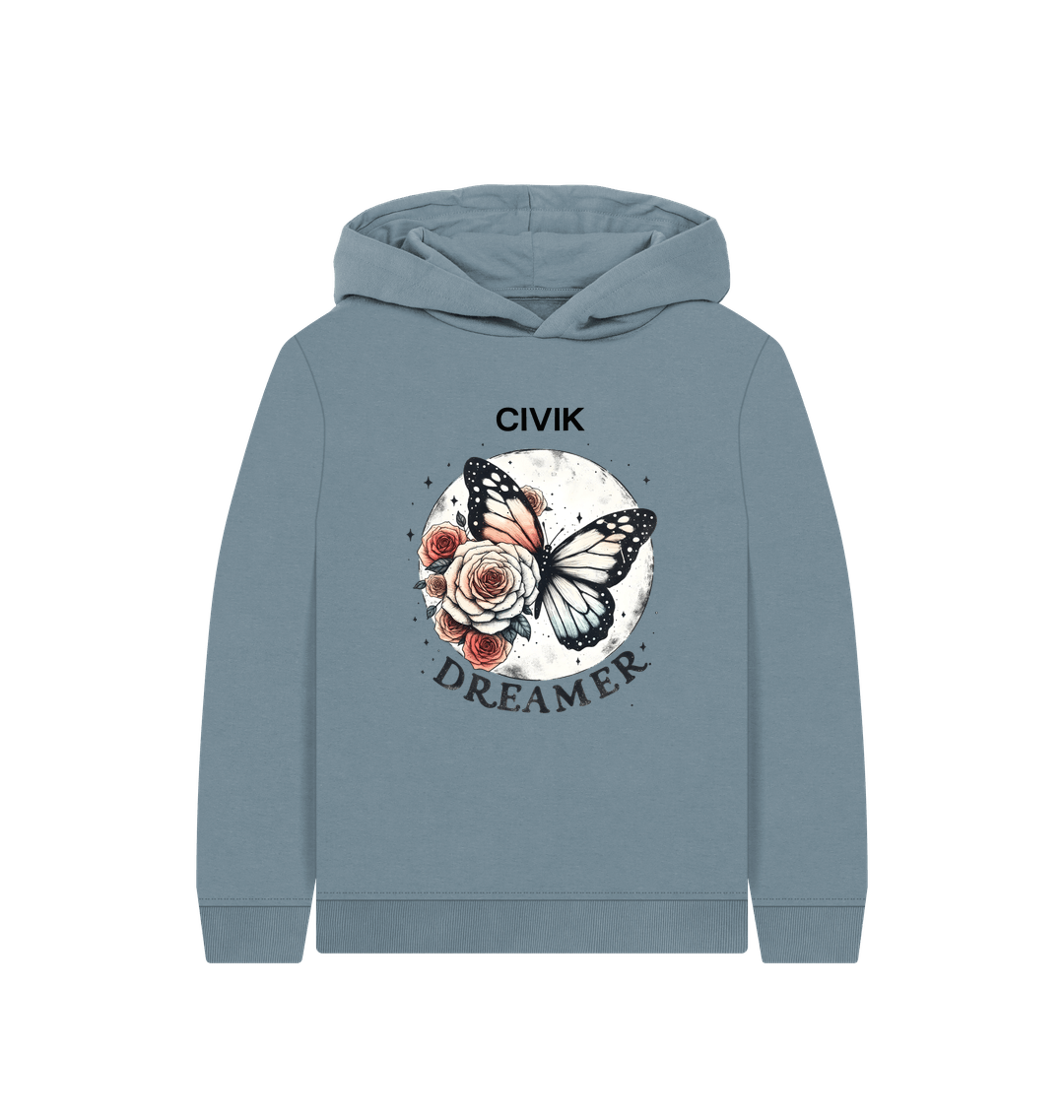 Stone Blue Printed Kids Hoodie