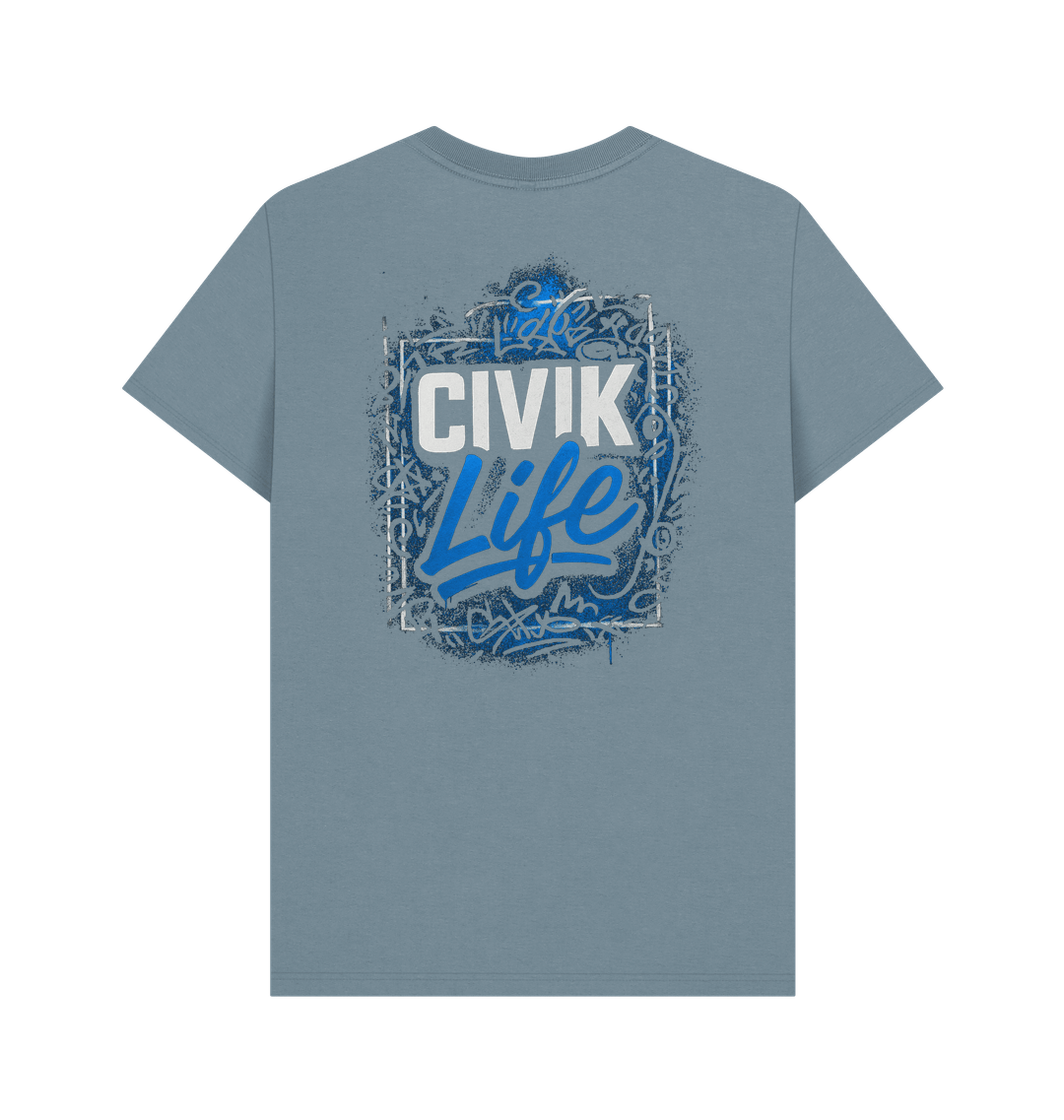 Stone Blue Printed T-shirt Back